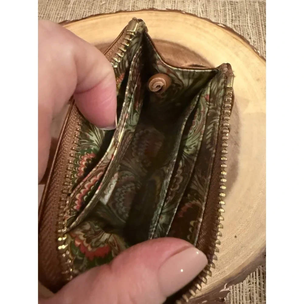 Vintage dooney and bourke British Tan Leather Wrist Wallet ID Key ring Very Rare